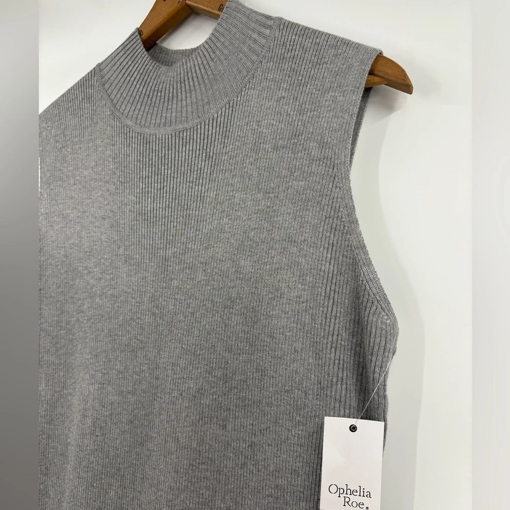 Ophelia Roe Grey Ribbed Sweater Midi Dress | XL - Picture 2 of 6